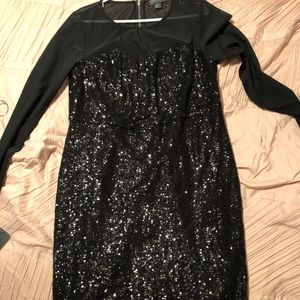 Black mini bodycon sparkly dress